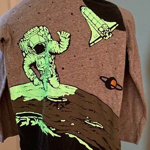 Glow in the dark boys long sleeve tee Space theme size small